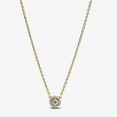 Collar Pandora con Punto de Luz y Pavé en Baño de Oro Amarillo