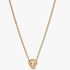 Collar Pandora con Punto de Luz y Pavé en Baño de Oro Amarillo