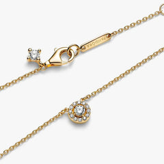 Collar Pandora con Punto de Luz y Pavé en Baño de Oro Amarillo