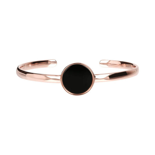 Pulsera rígida Bronzallure en rosa dorado con disco de ónix