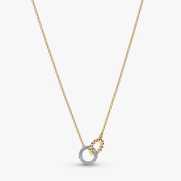 Collana Pandora Cerchi Intrecciati Sfere E Pavé Placcata Oro Giallo 14 KT 364825C01-45
