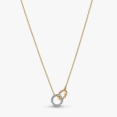 Collana Pandora Cerchi Intrecciati Sfere E Pavé Placcata Oro Giallo 14 KT 364825C01-45