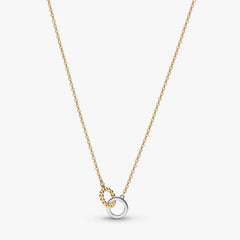 Collana Pandora Cerchi Intrecciati Sfere E Pavé Placcata Oro Giallo 14 KT 364825C01-45