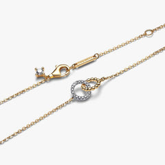 Collana Pandora Cerchi Intrecciati Sfere E Pavé Placcata Oro Giallo 14 KT 364825C01-45