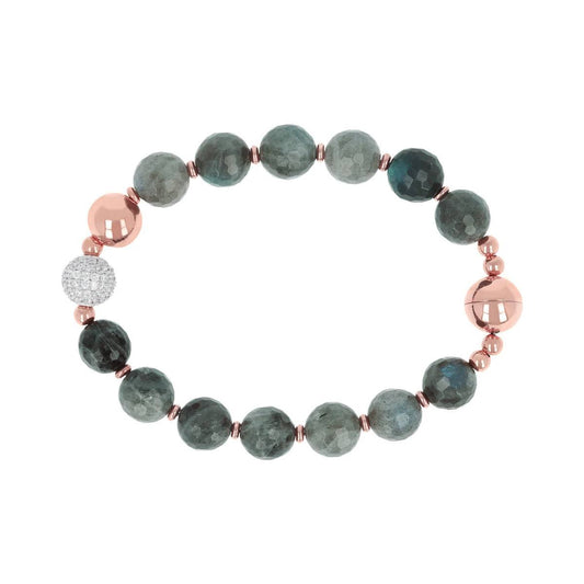 Pulsera Bronzallure en Rosa Dorada con Piedra Natural y Circonitas