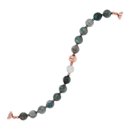 Pulsera Bronzallure en Rosa Dorada con Piedra Natural y Circonitas