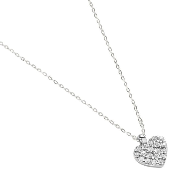 Collana Stroili Cuore Claire Oro Bianco 9 KT Maglia Rolo E Cubic Zirconia 1411969