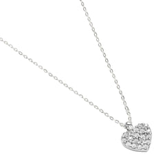 Stroili Heart Claire 9 KT White Gold Rolo Chain Necklace with Cubic Zirconia 1411969