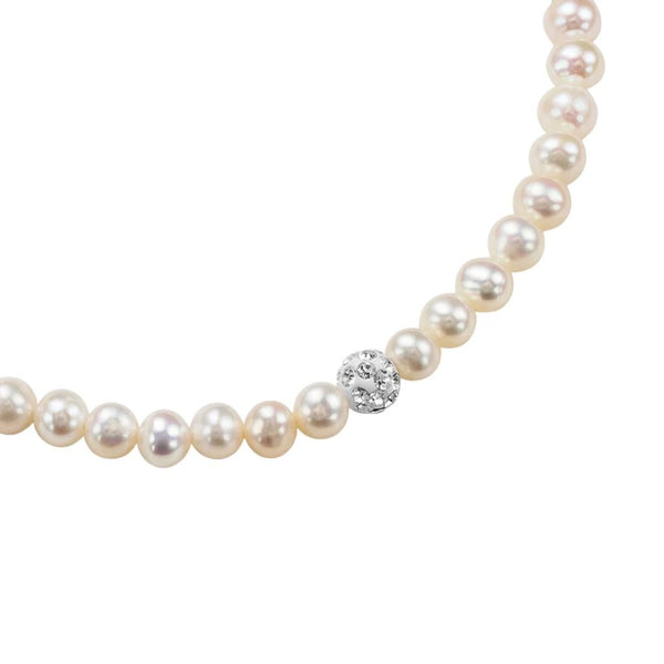 Bracciale Stroili Gabrielle Oro Bianco 9 KT Perla D'Acqua Dolce 4/4,5 mm E Cristallo Bianco 1413454