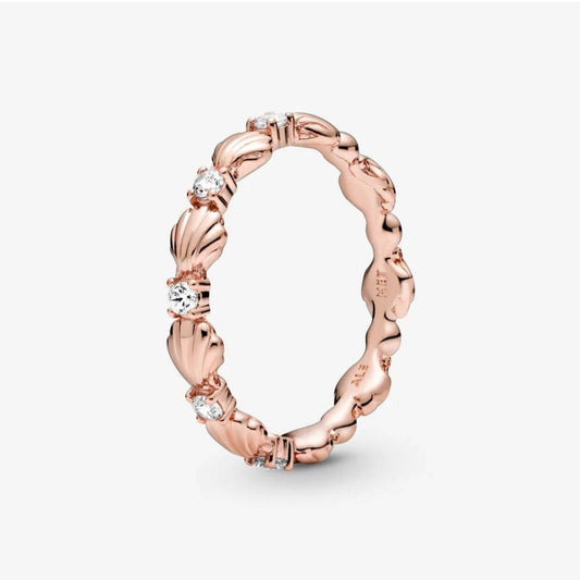 Anello Pandora A Fascia Con Conchiglie Rosè