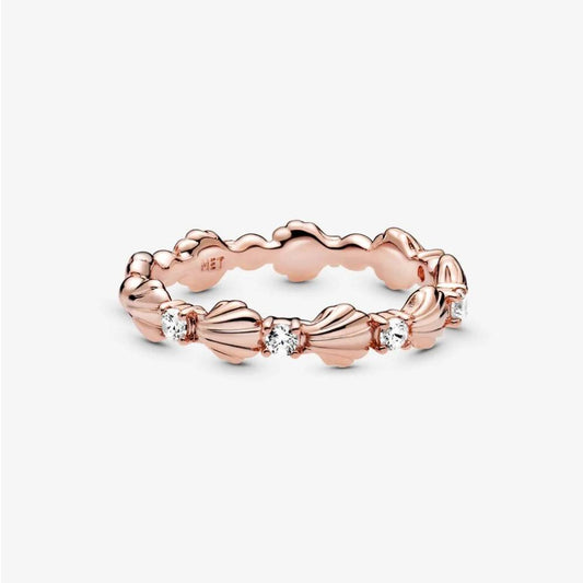 Anello Pandora A Fascia Con Conchiglie Rosè