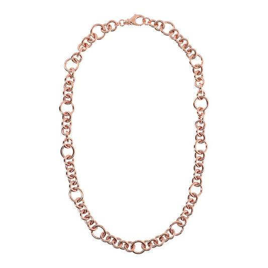 Collar Bronzallure con cadena rolo y anillos de rosa dorada
