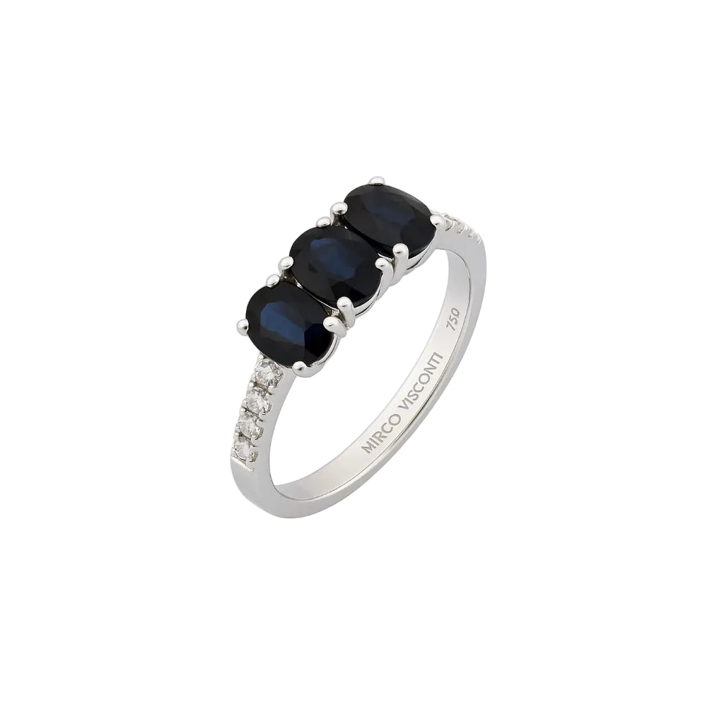 Anello Trilogy Mirco Visconti con Smeraldi-Zaffiri e Diamanti -