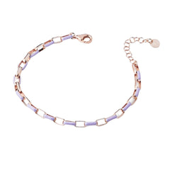 Marcello Pane Oval Link Bracelet in Rose Silver and Enamel