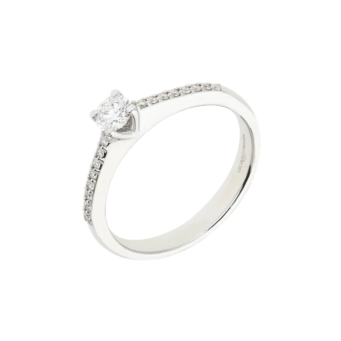Anillo solitario Giorgio Visconti con diamante central y diamantes en el cuerpo