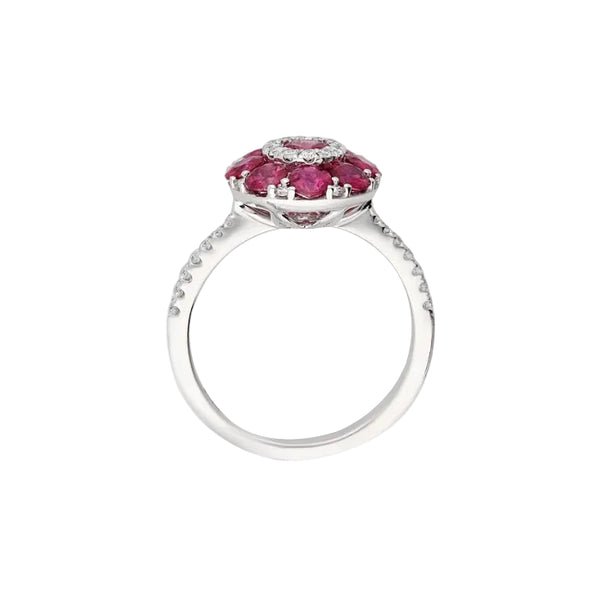 Anello Giorgio Visconti in oro bianco con Rubini naturali e diamanti ABX15790R