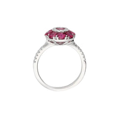 Anillo de oro blanco de Giorgio Visconti con rubíes naturales y diamantes