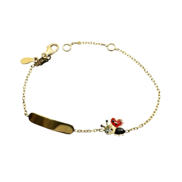 Bracciale Bimba in Oro 18 KT con Targhetta Incedibile e Coccinella Smaltata BR171