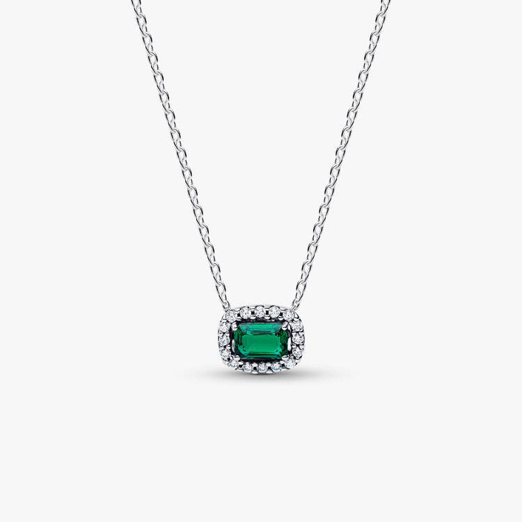 Collana Pandora Punto Luce Rettangolo Verde 394503C01-45