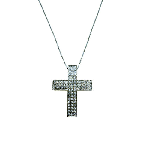 Collar de oro hecho a mano Iannelli con colgante de cruz y diamantes