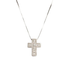 Davite&amp;Delucchi Necklace with Cross Pendant and 0.32 ct Diamonds