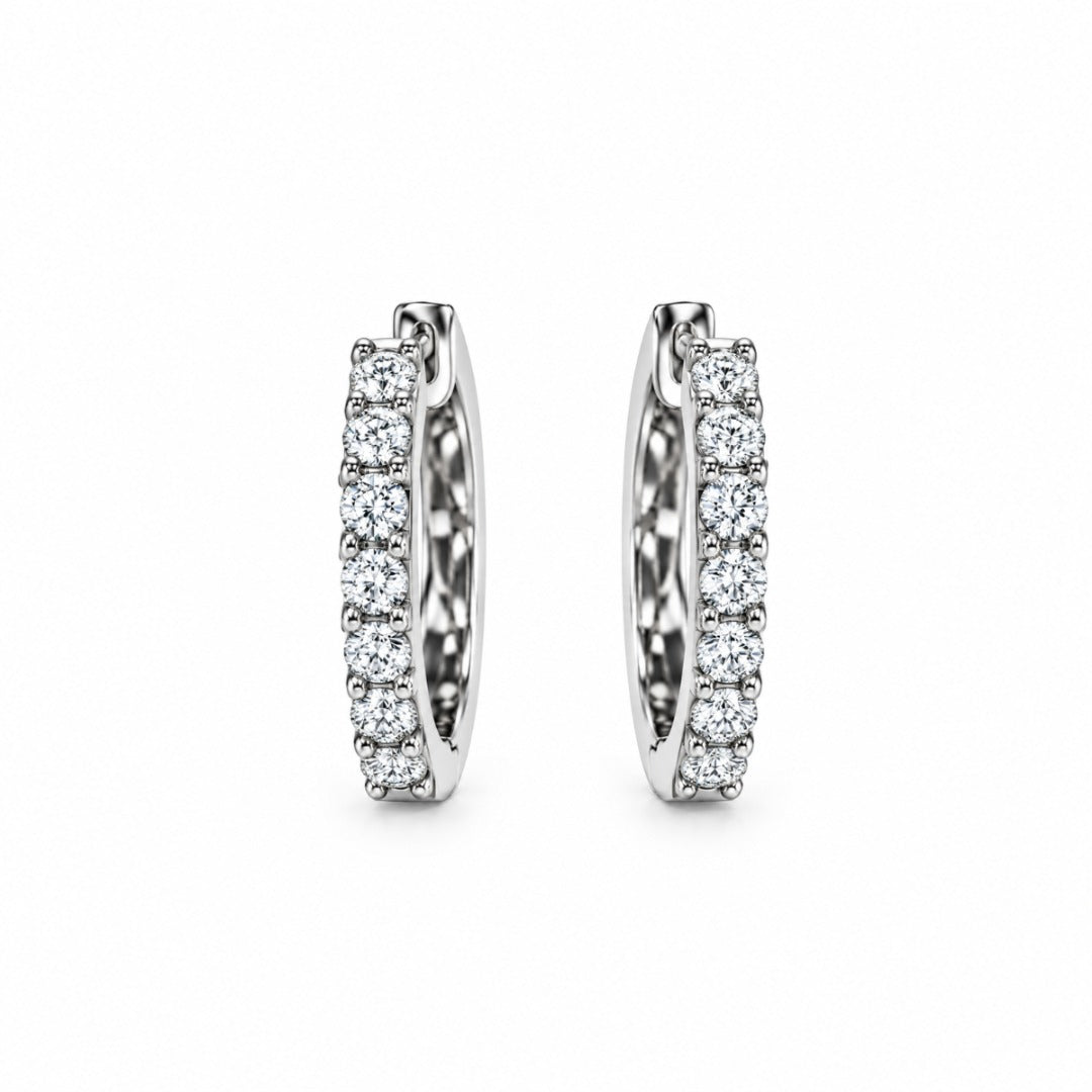 Orecchini Iannelli Handmade Cerchi in Oro Bianco 18 KT e Diamanti Naturali CROR30