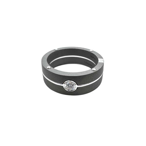 Anello Giorgio Visconti da Uomo in Titanio Oro e Diamante -