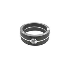 Anello Giorgio Visconti da Uomo in Titanio Oro e Diamante -