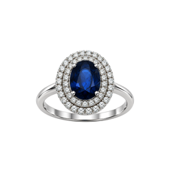 Anello Bibigi Con Rubino-Smeraldo-Zaffiro E Doppio Contorno Di Diamanti -