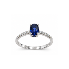 Bibigì Eternity Ring with Central Sapphire, Ruby, or Emerald and Diamonds
