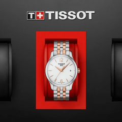 Tissot Tradition Lady Watch with White Dial and Rose Gold PVD