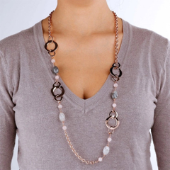 Bronzallure Necklace in Golden Rosé with Natural Stones