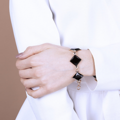 Bronzallure Incanto Bracelet in Golden Rosé and Black Onyx