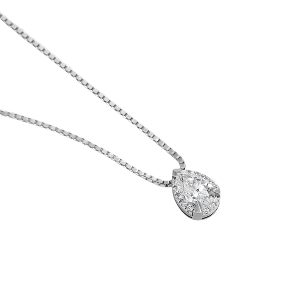 Giorgio Visconti white gold necklace with a central drop-cut diamond and side diamonds