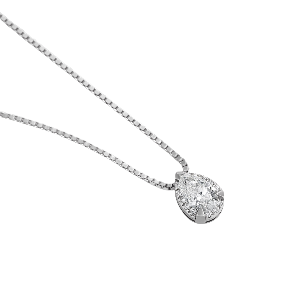 Girocollo Giorgio Visconti in Oro bianco con Diamante centrale taglio Goccia più diamanti laterali GB39451D