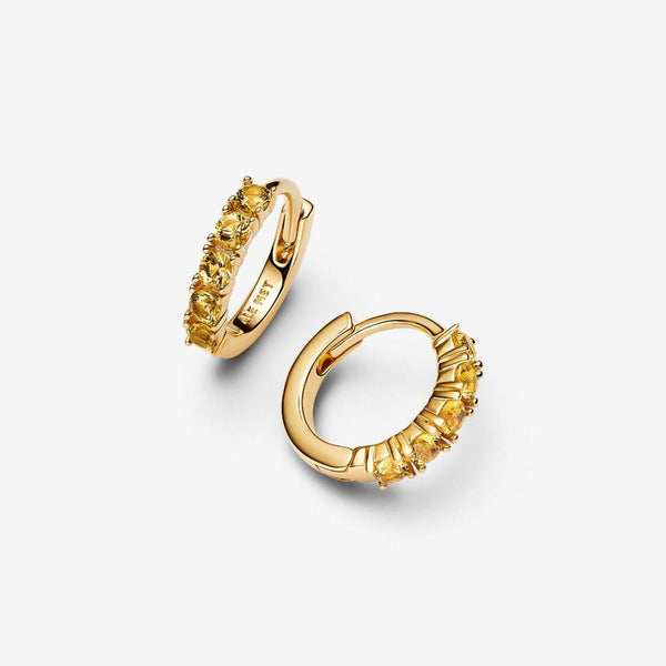 Orecchini Pandora Cerchi Piccoli Cristalli Gialli Placcatura In Oro 14k 263849C01