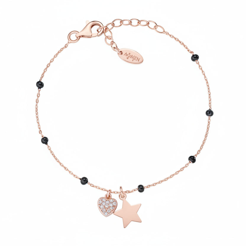 Amen Candy Rose Bracelet with Pavé Heart and Star