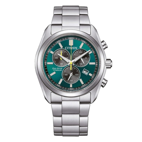 Orologio Citizen Uomo Crono Super Titanio 2590 Verde AT2590-59X