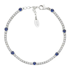 Amen Tennis Bracelet with White and Blue Zirconia