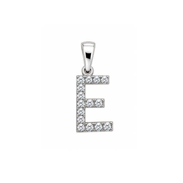 Ciondolo Pendente Iniziale in Oro Bianco 18 KT e Zirconi PND012