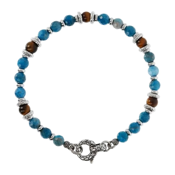 Bracciale Albert M. Con Rondelle Texture Sirena In Argento E Apatite E Occhio Di Tigre WSOX00213.S-MULTI