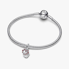 Pandora Charm Pendant Intertwined Hearts with Red Crystals