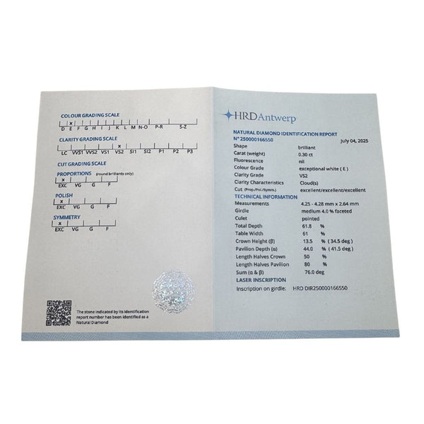 Diamante Naturale Blisterato HRD 0,30 E VS2 BLRIHRD030