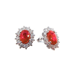 Iannelli Hand Made White Gold Stud Earrings with Rubies and Diamonds