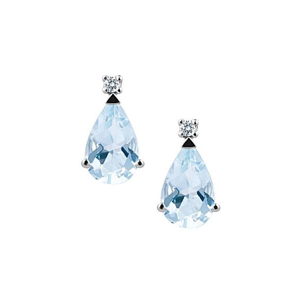 Pendientes Bibigi de oro blanco con aguamarina talla gota y diamantes