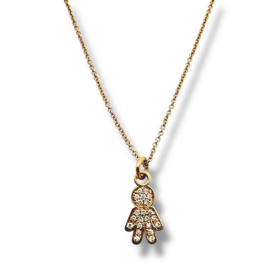Collar para bebé de oro rosa de 18 quilates con diamantes, hecho a mano por Iannelli