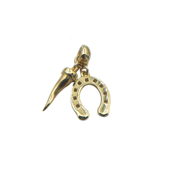 Colgante de oro amarillo con cuerno y feto de caballo