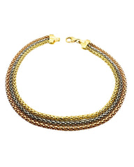 Bracciale 3 Ori in Oro 18 KT con Unica Chiusura in Diverse Grandezze