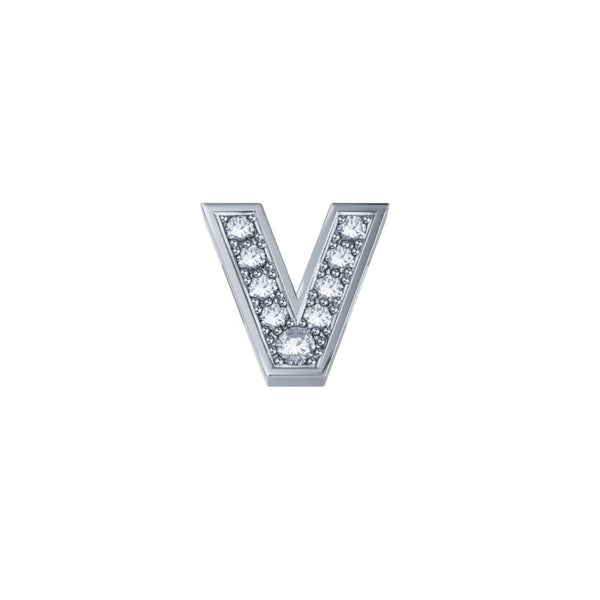 Charm Elements Lettera V In Oro Bianco E Diamanti 0,02 ct DCHF3319V.002