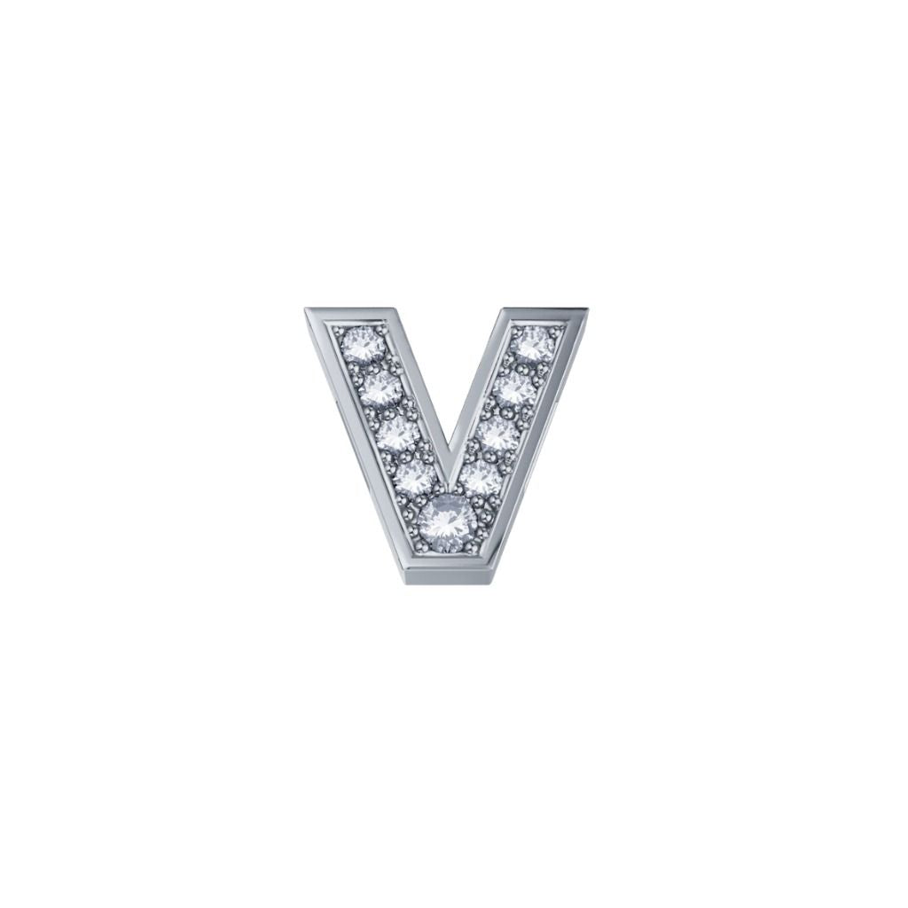 Charm Elements Lettera V In Oro Bianco E Diamanti 0,02 ct DCHF3319V.002